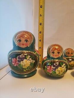 10 Piece Set Gorgeous Russian MATRYOSHKA Nesting Dolls Multi color