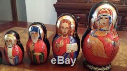 10 Piece Signed Matryoshka Russian Religious Icons Nesting Dolls Gorgeous