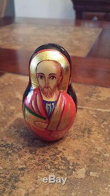 10 Piece Signed Matryoshka Russian Religious Icons Nesting Dolls Gorgeous