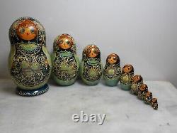 10 Pieces Handmade Signed Russian Nesting Dolls