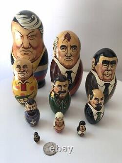 10 Political Nesting Russian Doll Matrioshka Matryoska Soviet Leaders Hand Paint