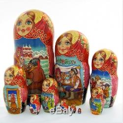 10 Poupées Russes H28 peint main signé Matriochka Russian Nested Doll Matrioshka