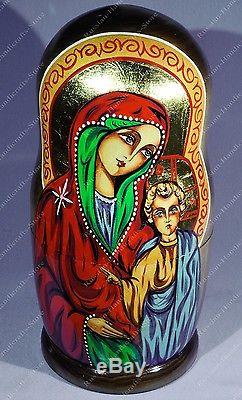 10 Religious Russian Matryoshka Icon Virgin Mary Christ nesting dolls 10pcs