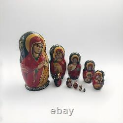 10 Russian Nesting Dolls Matryoshka Eastern Orthodox Religious Icon, Signed