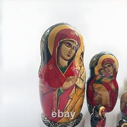 10 Russian Nesting Dolls Matryoshka Eastern Orthodox Religious Icon, Signed