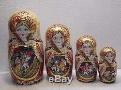 10 dolls, Russian Matryoshka, by the author, height 9,4, gilding Potala, Palekh