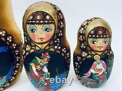 10 pc Russian Matryoshka Nesting Doll Ceprueb Nocag 9 Hand Painted Signed GIFT