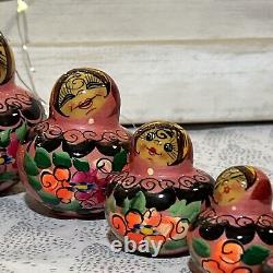 10 piece Russian Matryoshka Woman Feelings Dolls Hand Painted Wood Pink