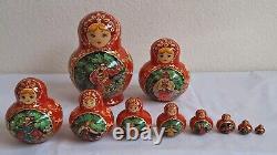 10pc Russian MATRYOSHKA Nesting Doll Fairy Tales Signed