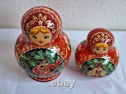 10pc Russian MATRYOSHKA Nesting Doll Fairy Tales Signed