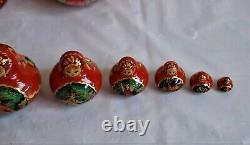 10pc Russian MATRYOSHKA Nesting Doll Fairy Tales Signed