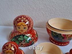 10pc Russian MATRYOSHKA Nesting Doll Fairy Tales Signed