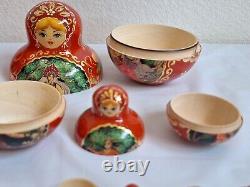 10pc Russian MATRYOSHKA Nesting Doll Fairy Tales Signed