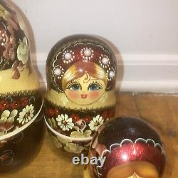 10pc Vintage Russian Matryoshka Nesting 10 Doll Pearls Signed Museum Quality