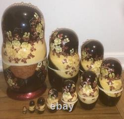 10pc Vintage Russian Matryoshka Nesting 10 Doll Pearls Signed Museum Quality