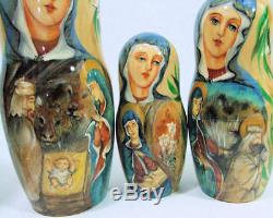 10pcs Hand Painted One of a Kind Russian Nesting Doll of Christ's Nativity