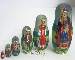 10pcs Hand Painted Russian Nesting Doll Exclusive Knights by Semenova