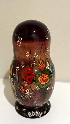 10x Hand Painted Signed Collectible Museum Quality Matryoshka Nesting Dolls Russ