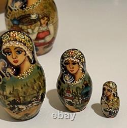 10x Hand Painted Signed Collectible Museum Quality Matryoshka Nesting Dolls Russ