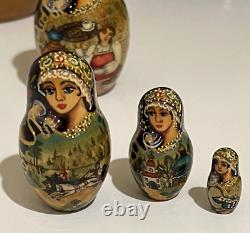 10x Hand Painted Signed Collectible Museum Quality Matryoshka Nesting Dolls Russ