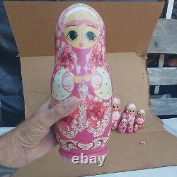 11.5 Vintage R. Ceprueb Nocag Hand Painted/Signed Russian Nesting Doll 10 Piece