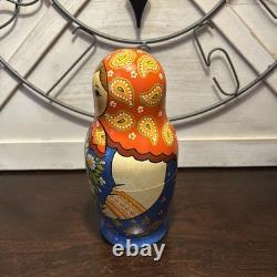 11 Pce Colorful Floral Matryoshka Nesting Doll Signed