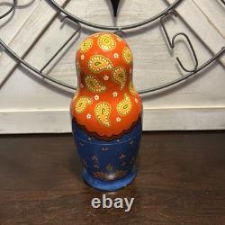 11 Pce Colorful Floral Matryoshka Nesting Doll Signed