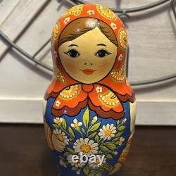 11 Pce Colorful Floral Matryoshka Nesting Doll Signed