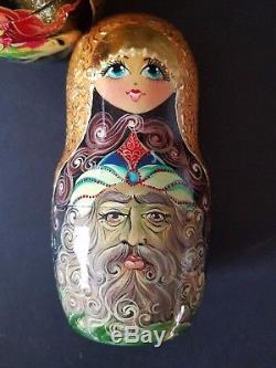 11 Set of 10 Matryoshka Russian Nesting dolls hand painted from Tver Russia