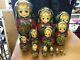11 Vintage Russian Hand Painted 13 Pc Matryoshka Russian Nesting Dolls Signed
