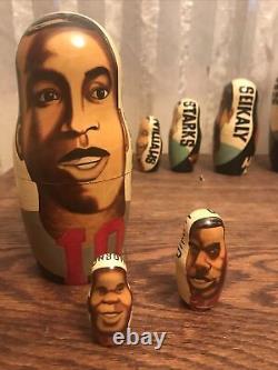 11 pc NBA Russian Nesting Dolls. 1993 Hand-Painted