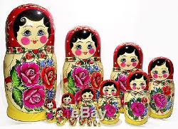 12 Large Russian Traditional Matryoshka Nesting 15 Dolls Semyonov Semenov 15pcs