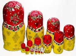 12 Large Russian Traditional Matryoshka Nesting 15 Dolls Semyonov Semenov 15pcs
