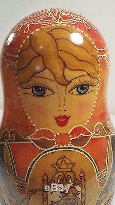 12 Pcs Russian Hand Painted Nesting Doll Magnificent Matryoshka FAIRY TALE 1995