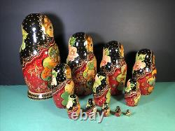 12 Piece Matryoshka 11 Tall Artist Signed Russian Nesting Dolls Pushkin