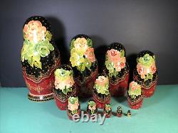 12 Piece Matryoshka 11 Tall Artist Signed Russian Nesting Dolls Pushkin