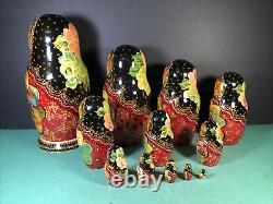 12 Piece Matryoshka 11 Tall Artist Signed Russian Nesting Dolls Pushkin