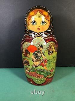 12 Piece Matryoshka 11 Tall Artist Signed Russian Nesting Dolls Pushkin