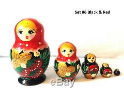 12 Russian Hand Painted Nesting Doll Matryoshka 5 pcs Sets Wholesale Bulk Price
