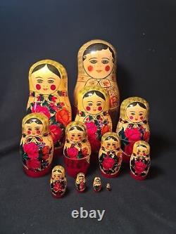 12 Russian Matryoshka Babushka Nesting Wooden Dolls Hand 70's