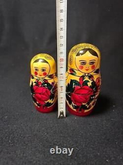 12 Russian Matryoshka Babushka Nesting Wooden Dolls Hand 70's