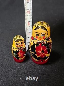 12 Russian Matryoshka Babushka Nesting Wooden Dolls Hand 70's