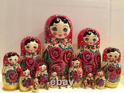 14Russian Nesting Dolls, 20pcs Traditional Matryoshka Classic Semyonov Red Shawl