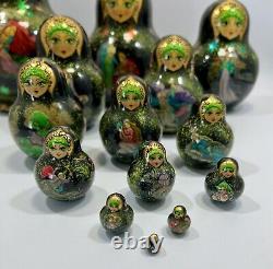 14 Hand Painted Signed Collectible Museum Quality Matryoshka Nesting Dolls SIGN