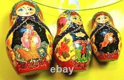 15Pc Russian Hand Painted Nesting Doll Magnificent Matryoshka SKAZKI PUSHKINA