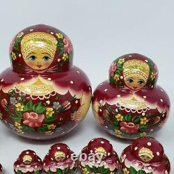 15 Pc Russian Matryoshka Nesting Doll Set Hand Painted & Signed 4 to 1/8