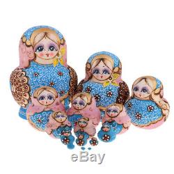15 Pcs Nesting Dolls Matryoshka Babushka Russian Girl Hand Painted Doll New