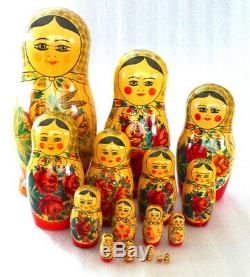 15-Piece Matryoshka Nesting Doll Genuine Russian USSR 14.5 EXCELLENT