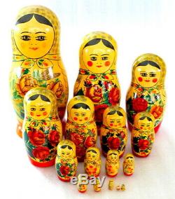 15-Piece Matryoshka Nesting Doll Genuine Russian USSR 14.5 EXCELLENT