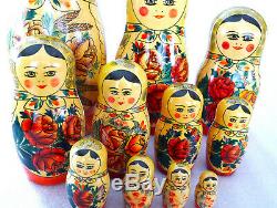 15-Piece Matryoshka Nesting Doll Genuine Russian USSR 14.5 EXCELLENT